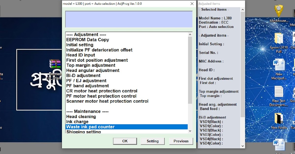 Phần mềm điều chỉnh Epson L8180 - Tải về Program Adjustment chính hãng 2