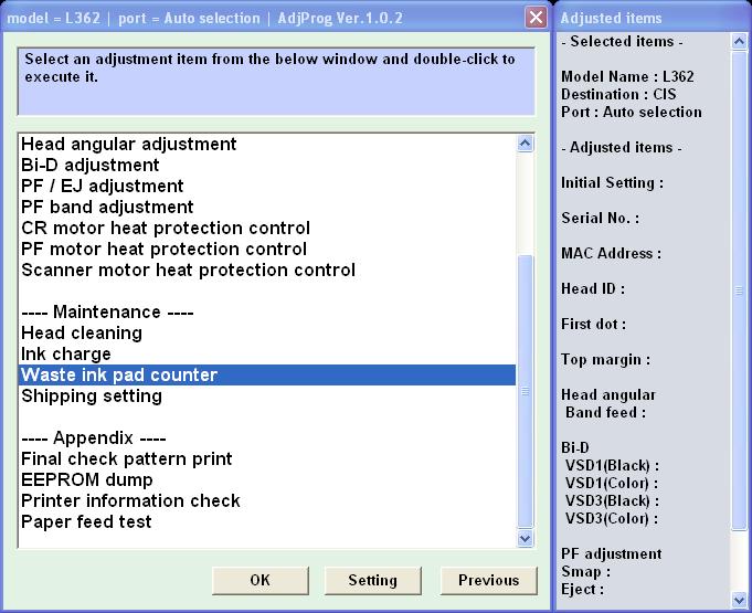 Phần mềm điều chỉnh Epson L8180 - Tải về Program Adjustment chính hãng