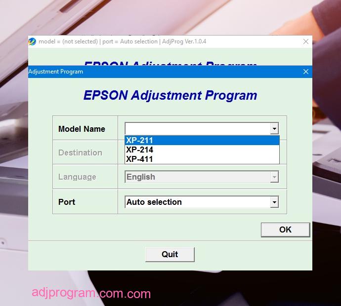 Epson XP 214 Adjustment Program