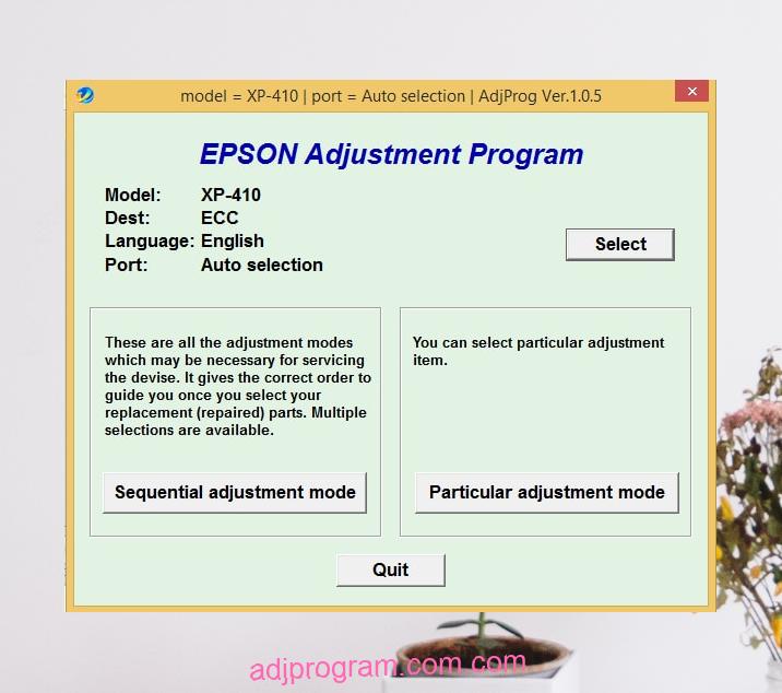Epson XP 410 Adjustment Program