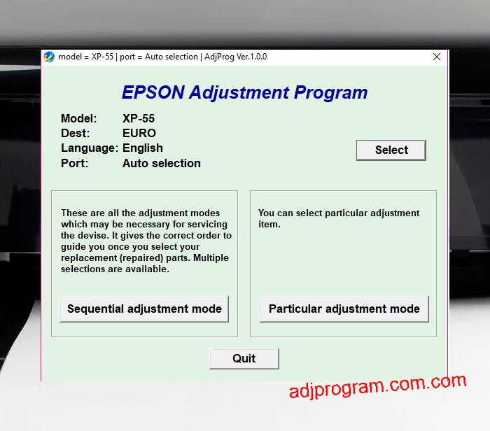 Epson XP-55 Adjustment Program