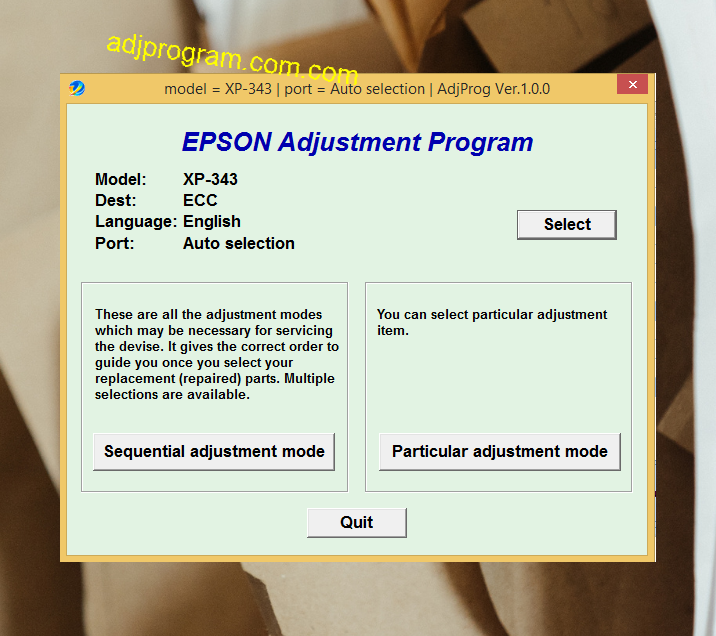 Epson XP-343 Adjustment Program
