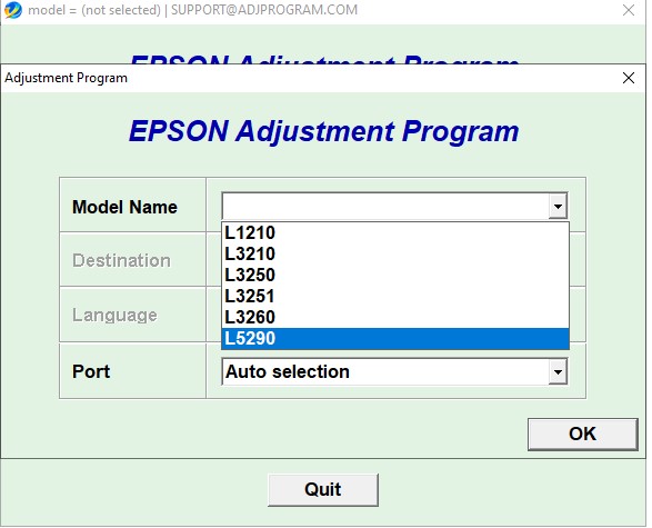 Epson L1210 Adjustment Program