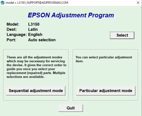 Epson L3150 Adjustment Program